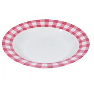 Assiette plate en mélamine rouge et blanc
