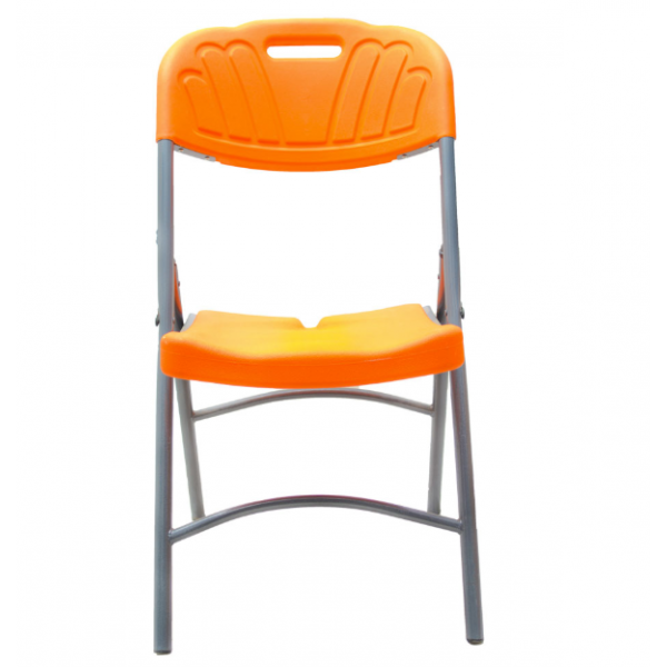 Chaise pliante plastique et métal Orange