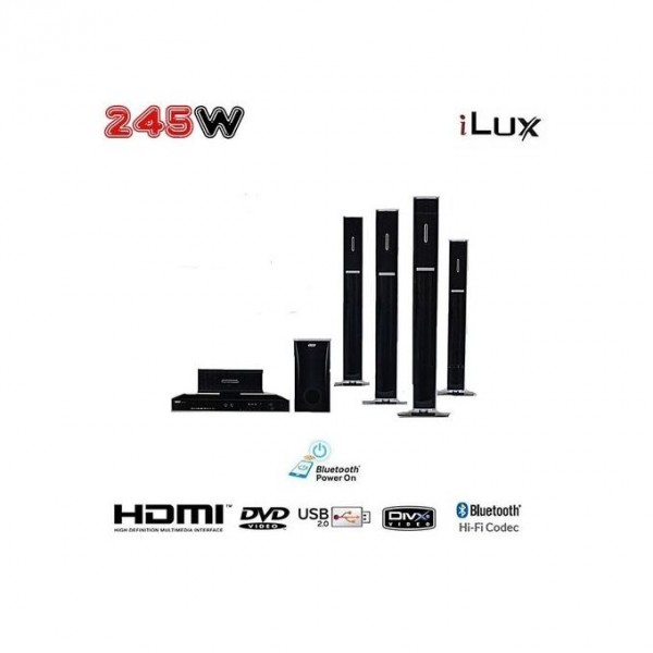 Ilux Home Cinema Bluetooth - 245W - Karaoké - Radio FM - HdmiUsb - Noir