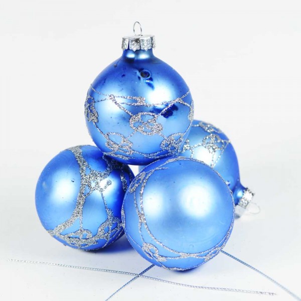 Boule de Noël pour sapin- Lots de 4 boules – Bleu 6