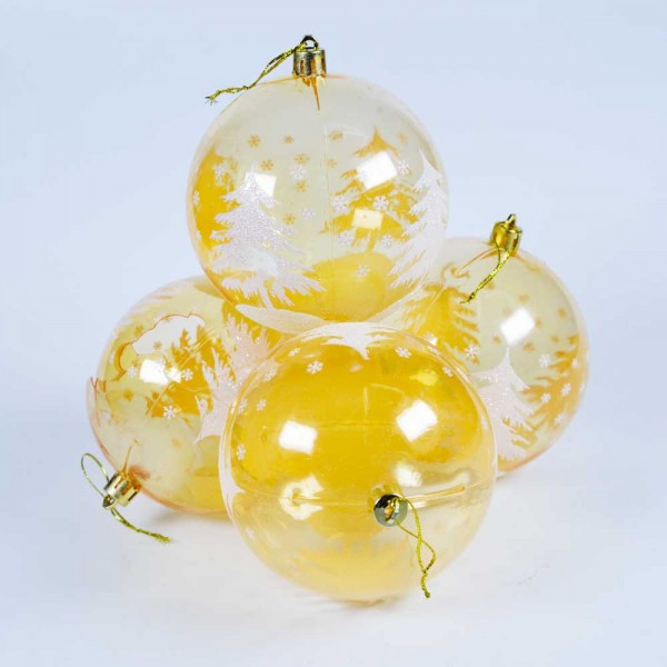 Boule de Noël pour sapin- Lots de 4 boules – Jaune