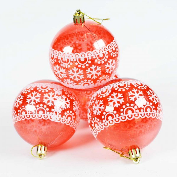 Boule de Noël pour sapin- Lots de 4 boules – Rouge 4