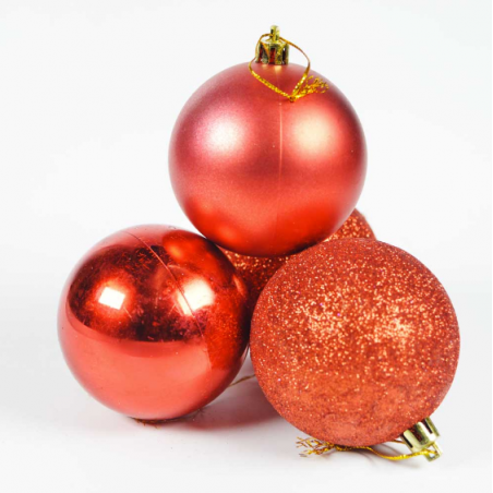 Boule de Noël pour sapin- Lots de 8 boules – Rouge
