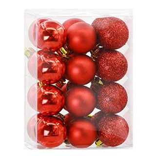 Boule de Noël pour sapin- Lots de 16 boules – Rouge