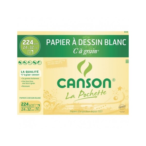 Papier CANSON 24x32cm papier dessin blanc 224g