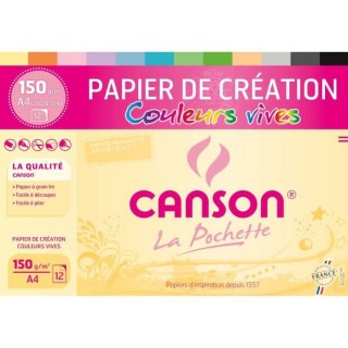 pochette 12 feuille dessin canson 12f a4 creation claires150g