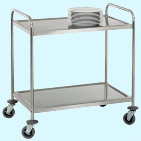 Chariot service inox 2 plateaux